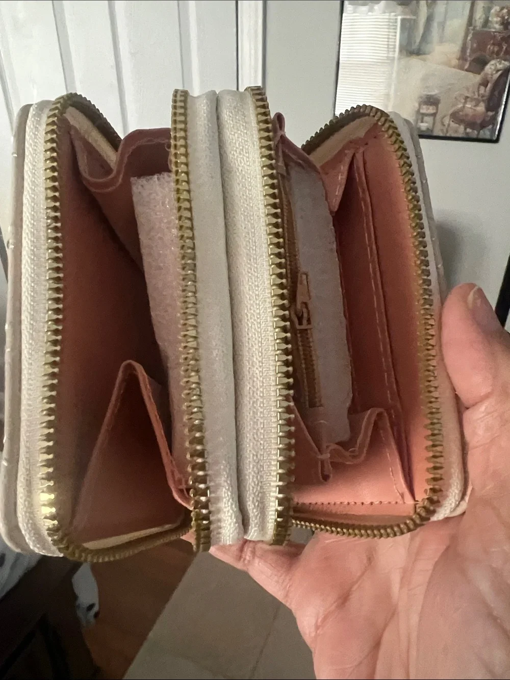 Quilted Tassel Zip Wallet - Cream
